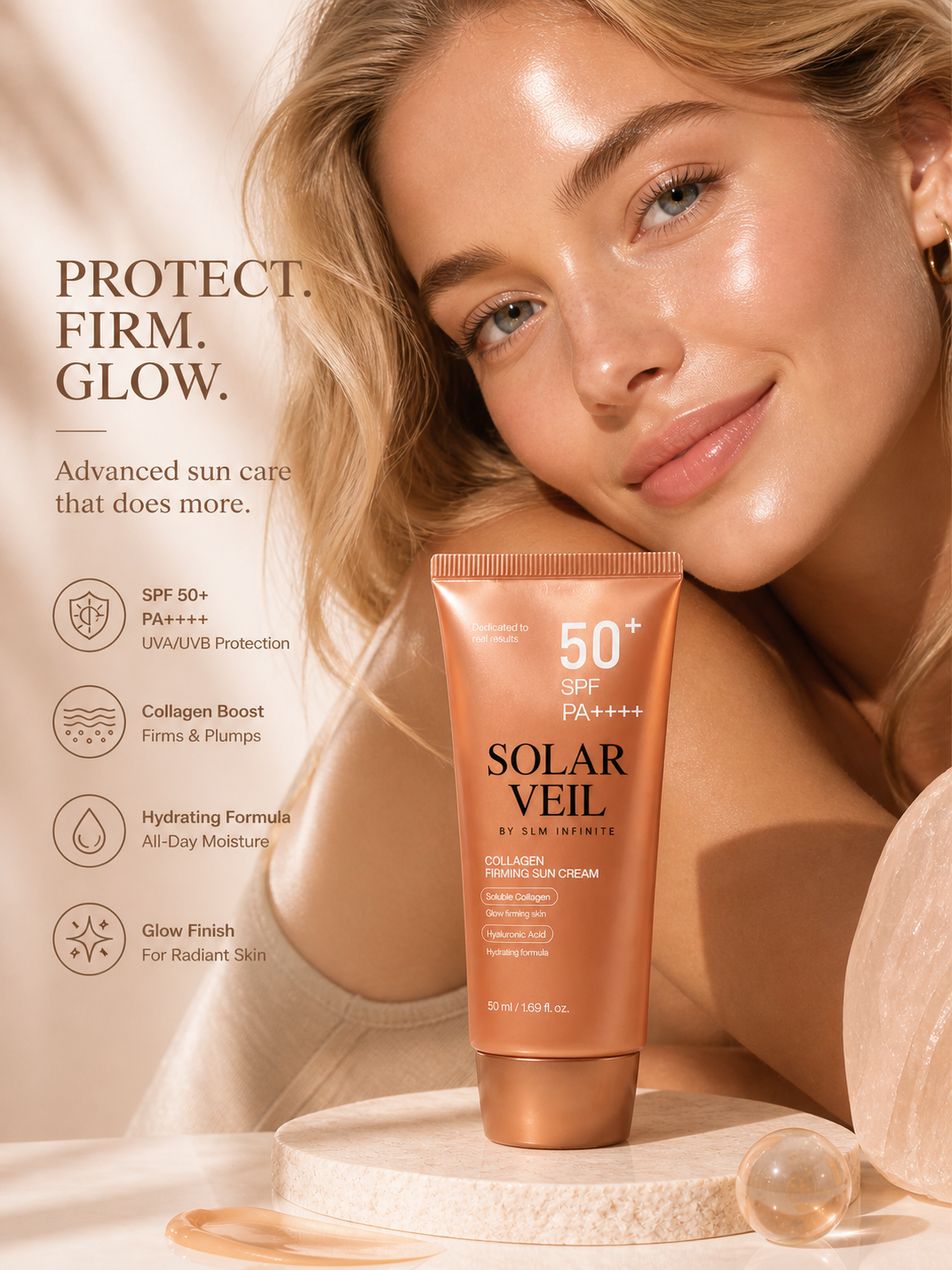 Solar Veil by SLM Infinite – Collagen Firming Sun Cream SPF 50+ PA++++